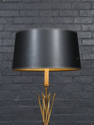Pair of French Neoclassical Style Brass Arrow & Black Marble Table Lamps by Maitland-Smith, c.1980’s