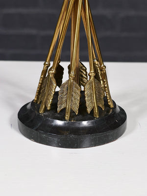 Pair of French Neoclassical Style Brass Arrow & Black Marble Table Lamps by Maitland-Smith, c.1980’s