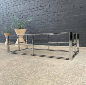 Vintage Polished Chrome & Smoke Glass Coffee Table, c.1960’s