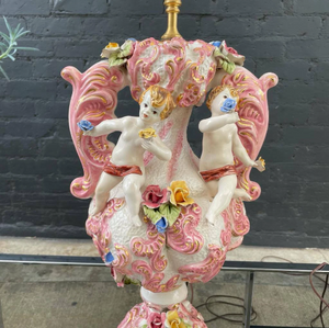 Pair of Vintage Italian Capodimonte Porcelain Table Lamps