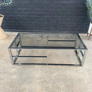 Vintage Polished Chrome & Smoke Glass Coffee Table, c.1960’s