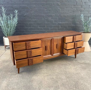 Mid-Century Modern 9-Drawer Walnut Dresser by Bassett, c.1960’s