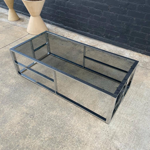Vintage Polished Chrome & Smoke Glass Coffee Table, c.1960’s