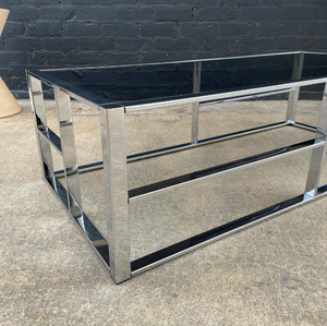 Vintage Polished Chrome & Smoke Glass Coffee Table, c.1960’s