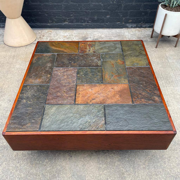 Danish Modern Teak & Stone Coffee Table, c.1970’s