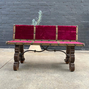 Antique 1930s Petite Spanish Baroque Bench