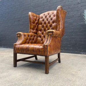 Vintage Leather Button Tufted Chesterfield Lounge Chair
