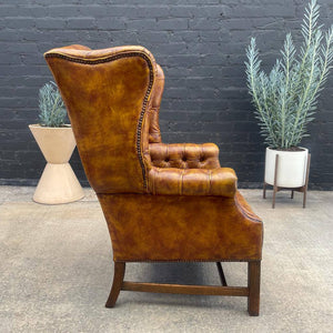 Vintage Leather Button Tufted Chesterfield Lounge Chair