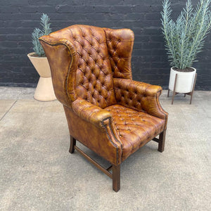 Vintage Leather Button Tufted Chesterfield Lounge Chair