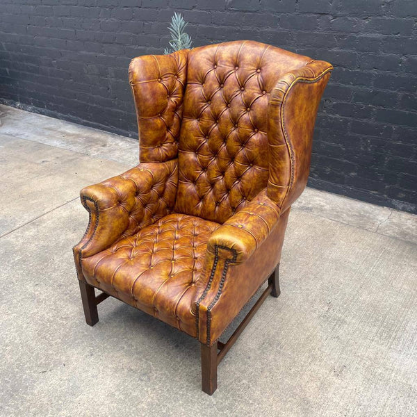 Vintage Leather Button Tufted Chesterfield Lounge Chair