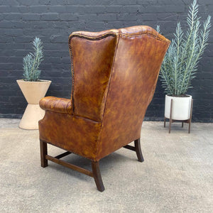 Vintage Leather Button Tufted Chesterfield Lounge Chair