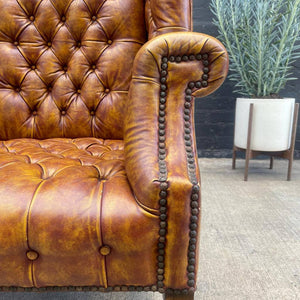 Vintage Leather Button Tufted Chesterfield Lounge Chair