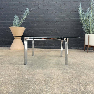 Mid-Century Modern Polished Chrome & Glass Coffee Table