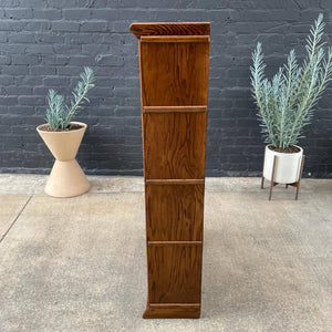 Vintage Oak & Glass Barristers Bookcase Shelf Unit