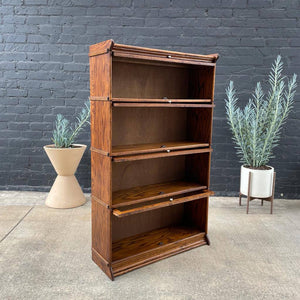 Vintage Oak & Glass Barristers Bookcase Shelf Unit