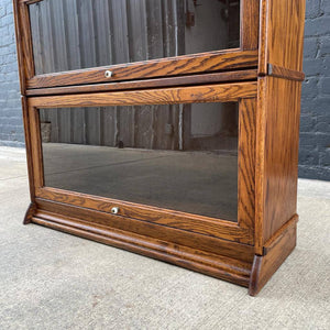 Vintage Oak & Glass Barristers Bookcase Shelf Unit