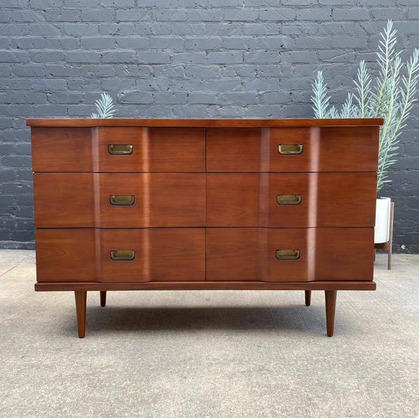 Mid-Century Modern Walnut Dresser with Brass Handles, c.1960’s