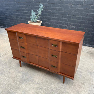 Mid-Century Modern Walnut Dresser with Brass Handles, c.1960’s