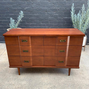 Mid-Century Modern Walnut Dresser with Brass Handles, c.1960’s