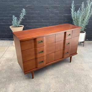Mid-Century Modern Walnut Dresser with Brass Handles, c.1960’s