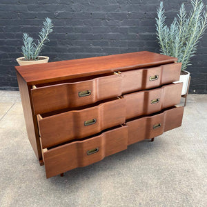 Mid-Century Modern Walnut Dresser with Brass Handles, c.1960’s