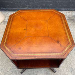 Vintage Side Table with Leather Top by Heritage Henredon