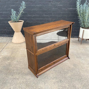 Vintage Small Oak & Glass Barristers Bookcase Shelf Unit