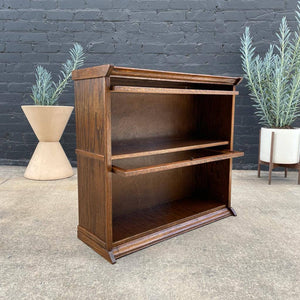 Vintage Small Oak & Glass Barristers Bookcase Shelf Unit