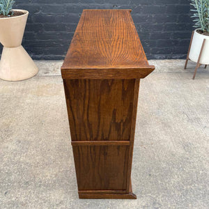 Vintage Small Oak & Glass Barristers Bookcase Shelf Unit