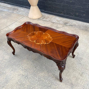 Antique Mahogany Coffee Table with Inlaid Woods, c.1950’s
