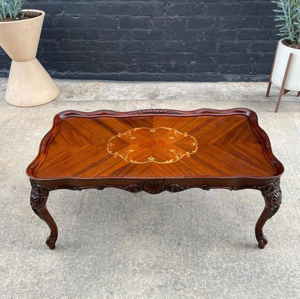 Antique Mahogany Coffee Table with Inlaid Woods, c.1950’s