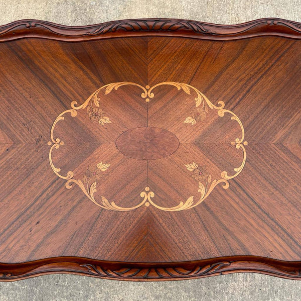 Antique Mahogany Coffee Table with Inlaid Woods, c.1950’s