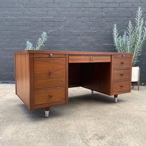 Mid-Century Modern Walnut Executive Desk with Finished Back, c.1960’s