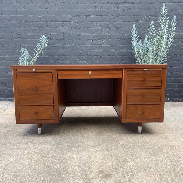 Mid-Century Modern Walnut Executive Desk with Finished Back, c.1960’s