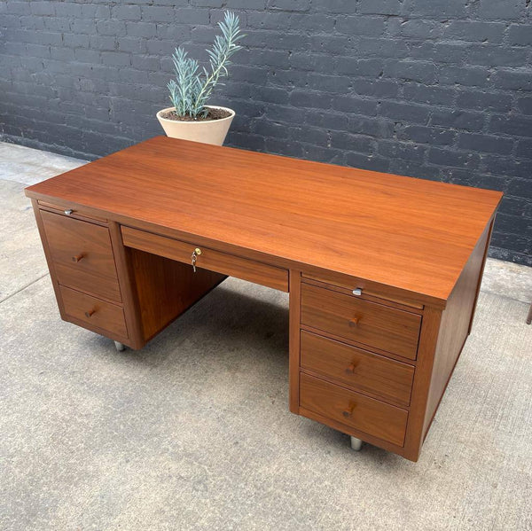 Mid-Century Modern Walnut Executive Desk with Finished Back, c.1960’s