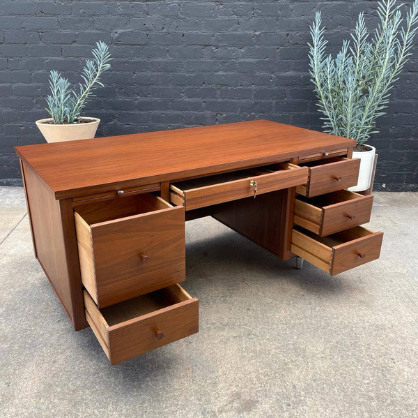 Mid-Century Modern Walnut Executive Desk with Finished Back, c.1960’s