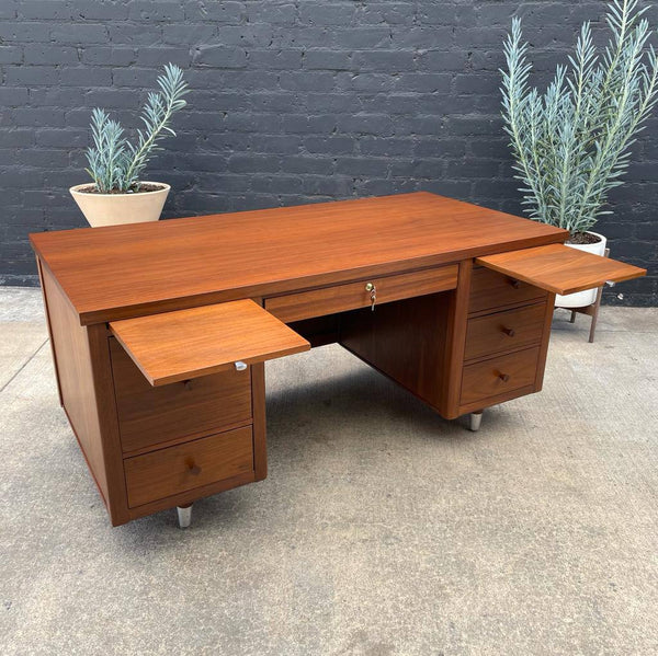 Mid-Century Modern Walnut Executive Desk with Finished Back, c.1960’s