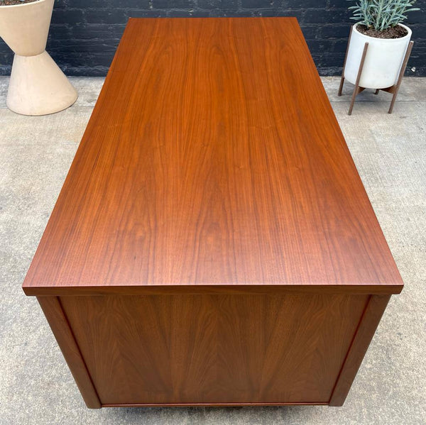 Mid-Century Modern Walnut Executive Desk with Finished Back, c.1960’s