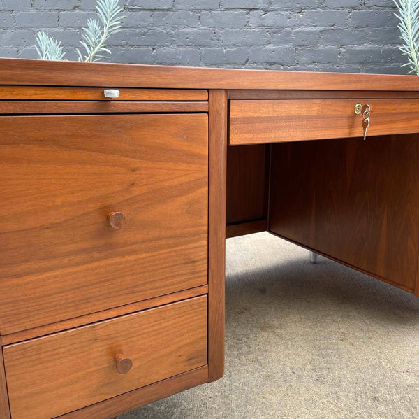 Mid-Century Modern Walnut Executive Desk with Finished Back, c.1960’s