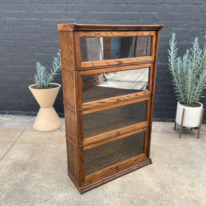 Vintage Oak & Glass Barristers Bookcase Shelf Unit