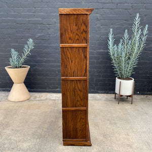 Vintage Oak & Glass Barristers Bookcase Shelf Unit