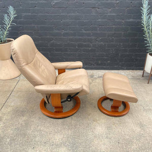 Norwegian Stressless Leather Lounge Chair with Ottoman