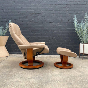 Norwegian Stressless Leather Lounge Chair with Ottoman