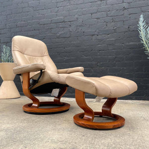 Norwegian Stressless Leather Lounge Chair with Ottoman