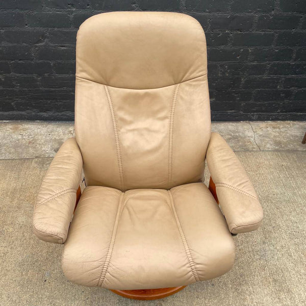 Norwegian Stressless Leather Lounge Chair with Ottoman
