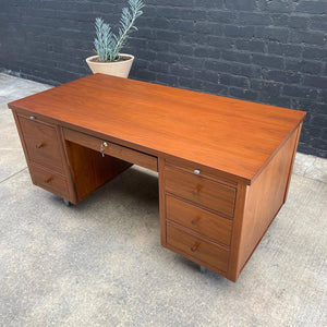 Mid-Century Modern Walnut Executive Desk with Finished Back, c.1960’s