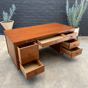 Mid-Century Modern Walnut Executive Desk with Finished Back, c.1960’s
