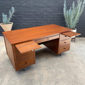 Mid-Century Modern Walnut Executive Desk with Finished Back, c.1960’s
