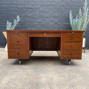 Mid-Century Modern Walnut Executive Desk with Finished Back, c.1960’s
