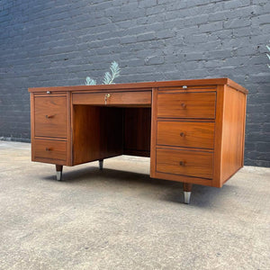 Mid-Century Modern Walnut Executive Desk with Finished Back, c.1960’s